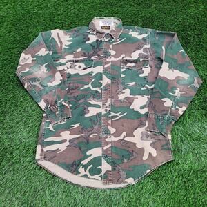 Vintage Deerskin Woodland Camo Button Shirt XL 24x32
